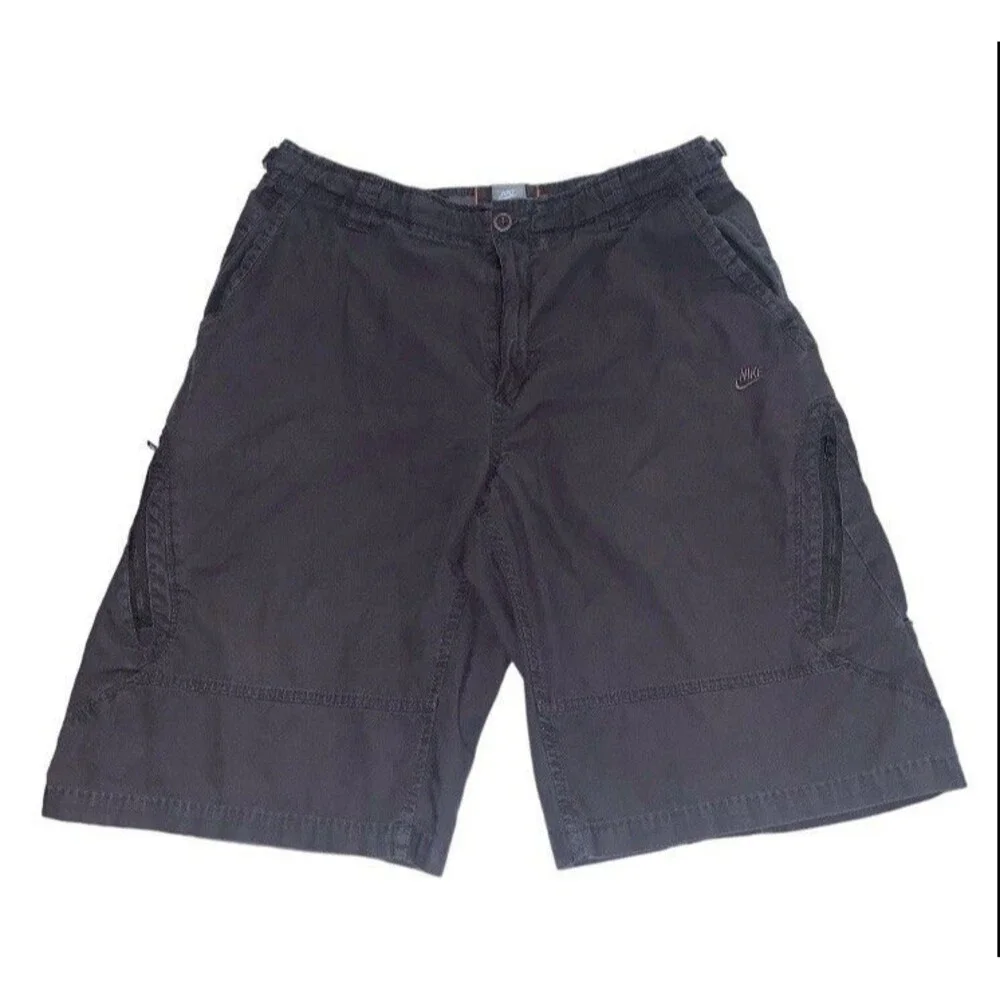 Vintage Y2K Nike Cargo Shorts Mens 36 Large Gray Baggy Silver Tag Outdoor Gorp